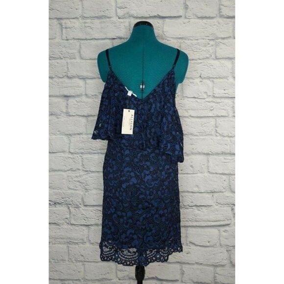 Anthropologie Allison New york boho Blue Black Embroidered Lace Dress Sz S - Picture 3 of 5